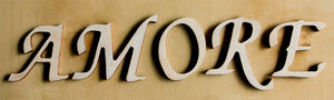 Amore wall word in wood letters