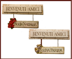 Benvenuti Amici Italian Sign with Holiday customization  item 699A
