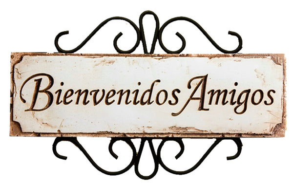 Bienvenidos Amigos Spanish Gift Decorative Door Sign