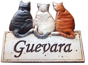 Cat wall plaque Welcome sign personalized