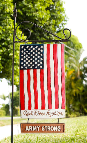 Flag yard sign with Army Strong
