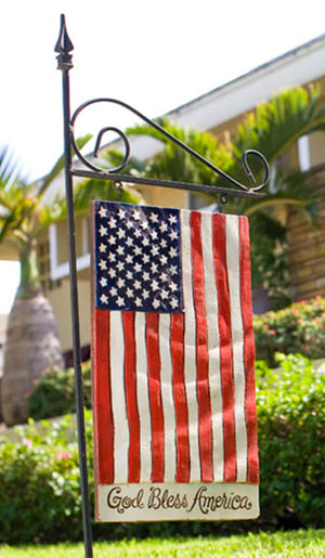 God Bless America Flag Sign with Yard Stake  127A