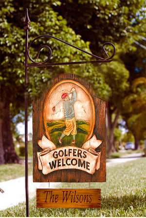 Golfers Personalized Welcome Yard Sign