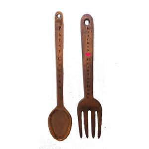 Personalized Oversize Fork and Spoon Kitchen Wall Art