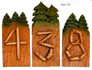 Tree House Rustic House Numbers  item 971