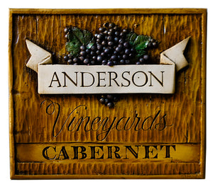 Vineyard Personalized Wine Decor, Cabernet Vineyard plaque