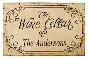 Wine Cellar personalized plaque  item 598D