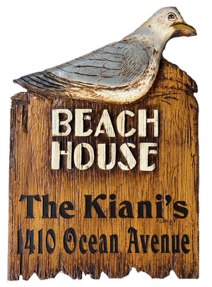 Beach House with Seagull Custom Sign
