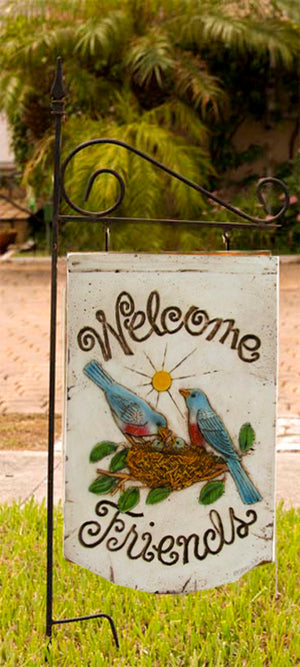 Blue Birds Welcome Friends sign with Yard stake