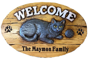 Cat Welcome Personalized Name or Address Sign