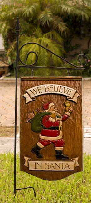 Christmas Santa plaque with yard stake