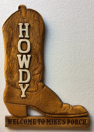 Cowboy Oversize Boot Personalized Sign