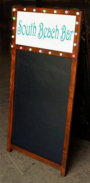 Custom Restaurant Chalkboard with LED String Lights
