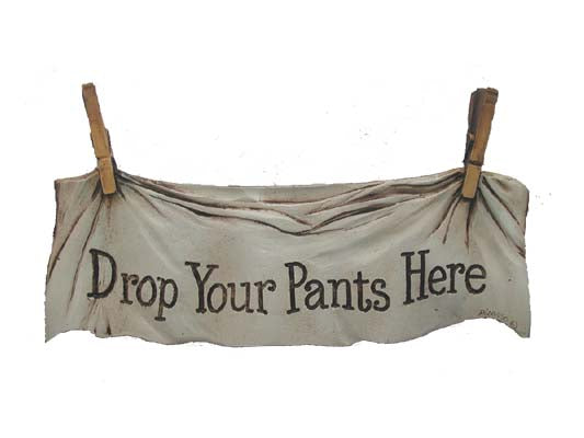 Laundry Door Sign  Retro Drop Your Pants Here  Metal Personalised Art  Wall Sign