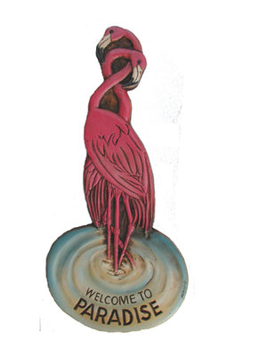 Flamingo Home Decor, flamingo sign Welcome  Paradise