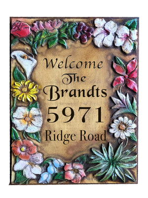 Flower Art Address and Name sign