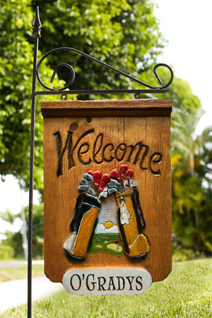 Golfer Welcome Personalized Yard Sign with Iron Yard Stake