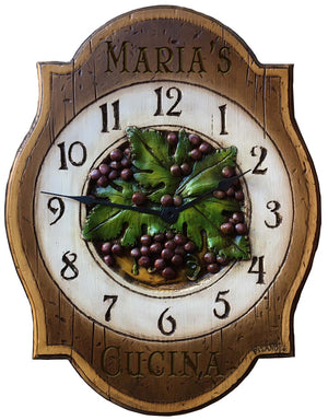 Grape Kitchen Decor Personalized Clock