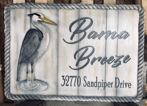 Heron Oversize Beach House Personalized Sign