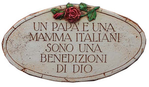 Italian Mama and Papa Oval wall plaque  item 655B