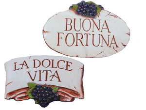 Italian Wall plaques La Dolce Vita and Buona Fortuna set