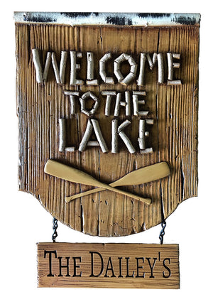 Lake Welcome Sign with Personalized hanging sign, item 409P