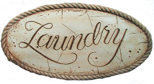 Laundry Room Sign with Rope border Antique white Item 113A