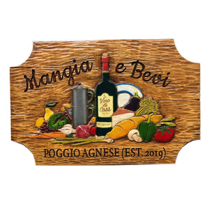 Mangia and Bevi Italian Kitchen Wall Plaque Personalized