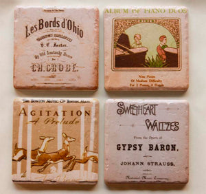 Music Theme Vintage Coasters DISCONTINUED DUE TO HIGH MARBLE COSTS