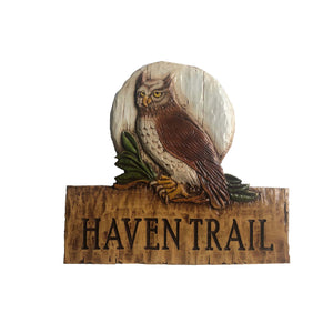 Owl Carved Custom Name or Address Sign