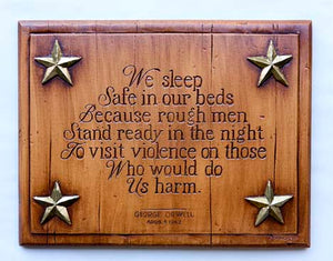 Patriotic Wall Decor, We Sleep Safe In Our Beds wall plaque by Orwell