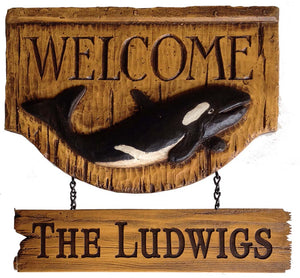 Personalized Orca Whale Welcome wall plaque