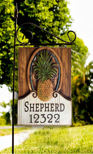 Pineapple Hanging Sign and Yard Stake Personalized with your name or address