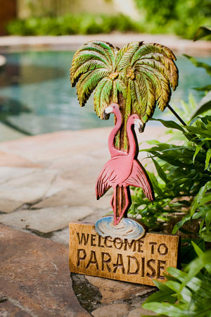 Pink flamingo Sign Yard Decor