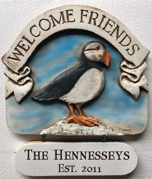Puffin Welcome Friends Personalized Sign