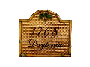Personalized Rattan House Number plaque   item 725