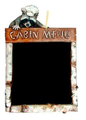 Rustic chalkboard with carved Raccoon  item 404