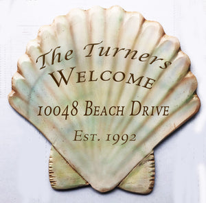 Scallop Shell Beach House Name or Address sign