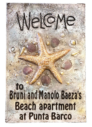 Starfish Welcome Beach House Personalized Sign