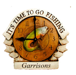 Rustic Time to Go Fishing Decor Clock personalized  Item 407A