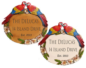 Tropical Parrot Address Sign Personalized