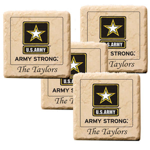 Personalized U.S. Army Strong Marble  Coasters