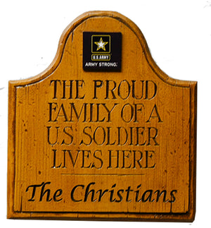 U.S. Army wall plaque, personalized with your family name
