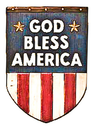 U.S. Flag plaque with God Bless America, made in USA