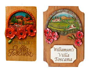 Villa Toscana Tuscan Poppies Personalized Sign in two sizes