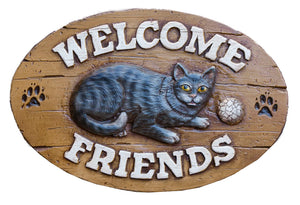Welcome Friends Cats Sign