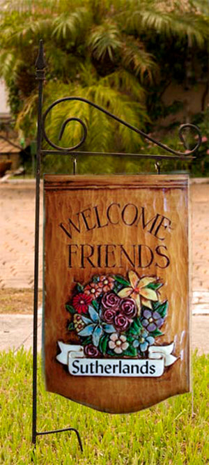 Welcome Friends Personalized Yard Sign with yard stake