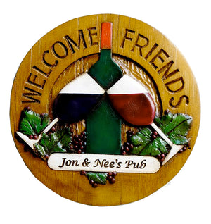 Welcome Friends Wine Wall Plaque item 778D