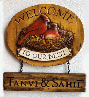 Cardinals Welcome Sign personalized, Welcome to our Nest sign