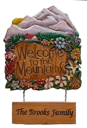 Welcome to the Mountains Personalized Sign